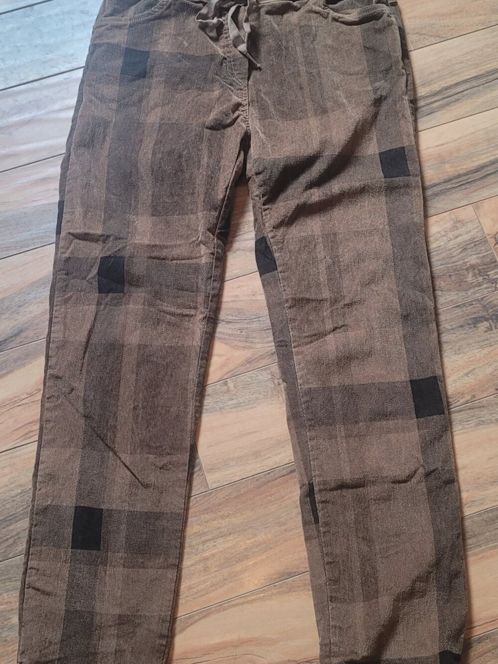 RENUAR Upscale Corduroy Plaid Drawstring Casual Pants, VGUC, XS/S (Run BIG)
